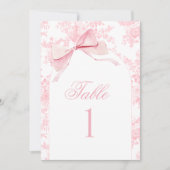 ピンクトイレボーバビーガールシャワーテーブル番号記号 招待状 (正面)