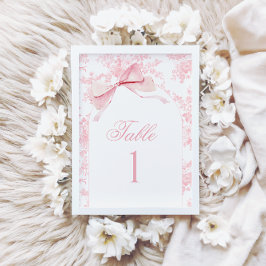 ピンクトイレボーバビーガールシャワーテーブル番号記号 招待状