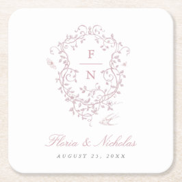 ピンクトイレ結婚ス紙コースターチノイスリーシック スクエアペーパーコースター