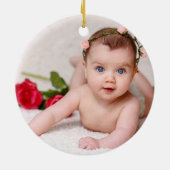 ピンクトインデアベビー1stクリスマスフォトオーナメント セラミックオーナメント (裏面)