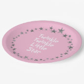 ピンクトゥインクルリトルスターベビーガールパーティープレート ペーパープレート (アングル)