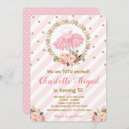 ピンクトゥバレリーナバレエベビーシャワー招待状 招待状