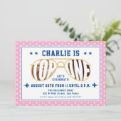 ピンクトップワンファイターパイロットをテーマにした第1誕生日 招待状 (スタンド正面)