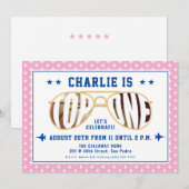 ピンクトップワンファイターパイロットをテーマにした第1誕生日 招待状 (正面/裏面)