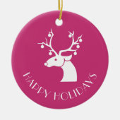 ピンクトナディアハッピーホリデーパーソナライズされた名 セラミックオーナメント (正面)