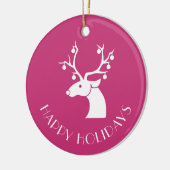ピンクトナディアハッピーホリデーパーソナライズされた名 セラミックオーナメント (左)