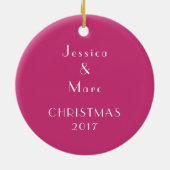 ピンクトナディアハッピーホリデーパーソナライズされた名 セラミックオーナメント (裏面)
