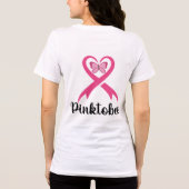 ピンクトバー蝶の乳がん認知月 トライブレンドＴシャツ (裏面)