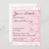 ピンクトフランスのイルカスタム招待状 招待状 (正面/裏面)