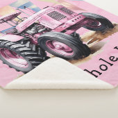 ピンクトラクタフラッグウォーターカラーガールベビーシャワーギフト シェルパブランケット (3/4)