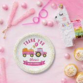 ピンクトラクターカボンプキンオータム誕生日サンキュー ペーパープレート (パーティー)