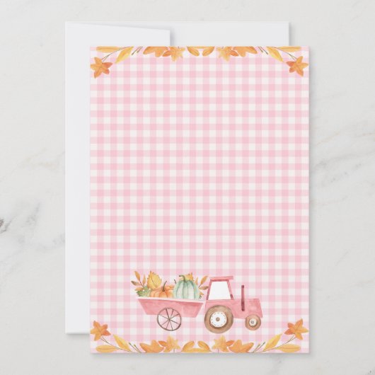 ピンクトラクターカボンプキンスファーム動物1st誕生日 招待状 (裏面)