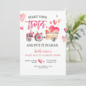 ピンクトラクターガールベビーシャワー招待状 招待状 (スタンド正面)