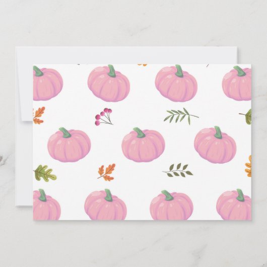 ピンクトラクターズカボチャ誕生日ハーベストパーティー写真 招待状 (裏面)