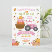 ピンクトラクターズパンプキン誕生日ハーベストパーティー 招待状 (スタンド正面)