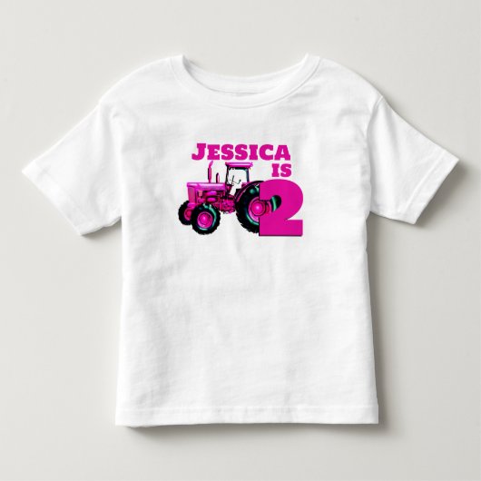 ピンクトラクタ誕生日 トドラーTシャツ (正面)