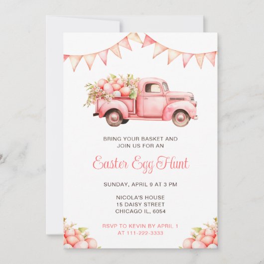 ピンクトラックイースターエッグ狩り 招待状 (正面)