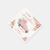 ピンクトラックパンプキンベビーシャワー秋パーティー紙 スタンダードカクテルナプキン (角)