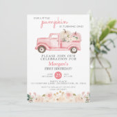 ピンクトラックリトルカボチャ誕生日パーティー 招待状 (スタンド正面)