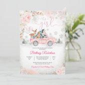 ピンクトラック ウッドランド ベイビーシャワー 招待状 (スタンド正面)