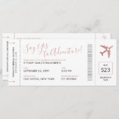 ピンクトラベルテーマブライダルシャワー搭乗券 招待状 (正面/裏面)