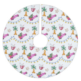 ピンクトランクホットココアウォーターイラストレーション ブラッシュドポリエステルツリースカート