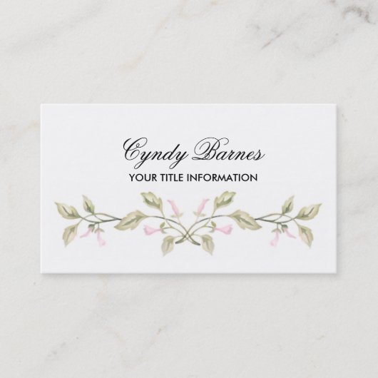 ピンクトランペットつる植物名刺付き任意の色 名刺 (正面)