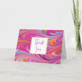 ピンクトリップ（幻覚体験）のようなとオレンジの渦巻形のデザイン サンキューカード (正面)