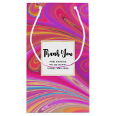 ピンクトリップ（幻覚体験）のようなとオレンジの渦巻形のデザイン スモールペーパーバッグ (裏面)