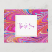 ピンクトリップ(幻覚体験)のようなとオレンジの渦巻形のデザイン ポストカード (正面)