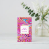 ピンクトリップ(幻覚体験)のようなとオレンジの渦巻形のデザイン 名刺 (スタンド正面)