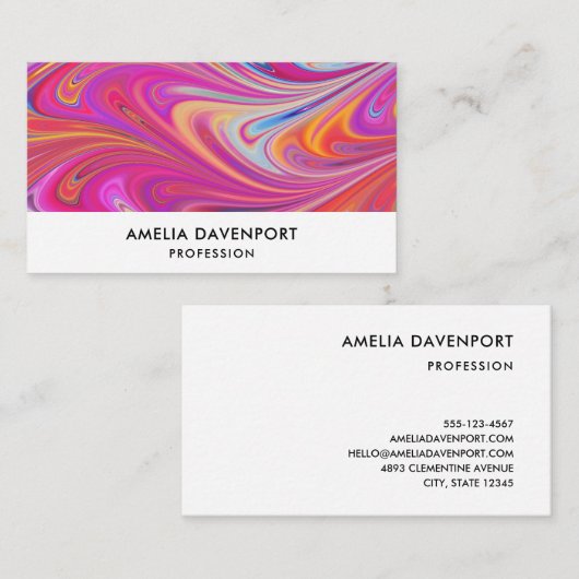 ピンクトリップ(幻覚体験)のようなとオレンジの渦巻形のデザイン 名刺 (正面/裏面)