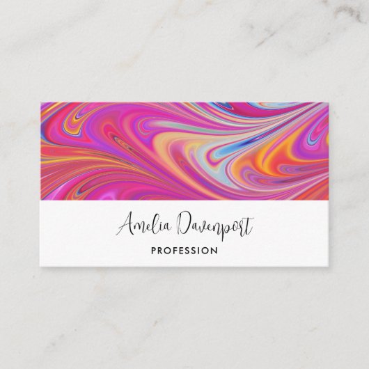 ピンクトリップ(幻覚体験)のようなとオレンジの渦巻形のデザイン 名刺 (正面)