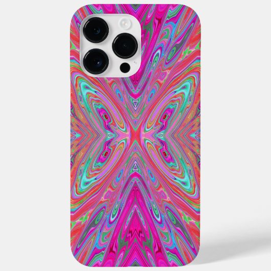 ピンクトリップ（幻覚体験）のような、アクアおよびマゼンタ抽象芸術蝶 Case-Mate iPhoneケース (裏面)