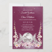 ピンクトリプルガーリームーンフローラスターリーハンドスティング 招待状 (正面)