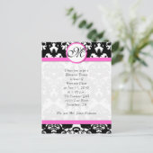 ピンクトリムブラックダマスクリハーサルディナー インビテーションポストカード (スタンド正面)