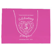 ピンクトルマリン周年記念パーソナライズされた5年 ラージペーパーバッグ (裏面)