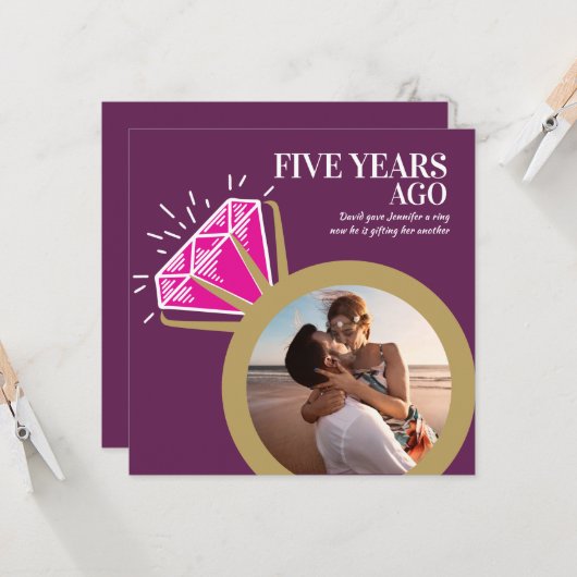 ピンクトルマリン周年記念金ゴールドリング2枚 招待状 (正面/裏面インサイチュ)