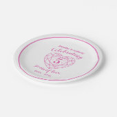 ピンクトルマリン記念日5年パーティープレート ペーパープレート (アングル)