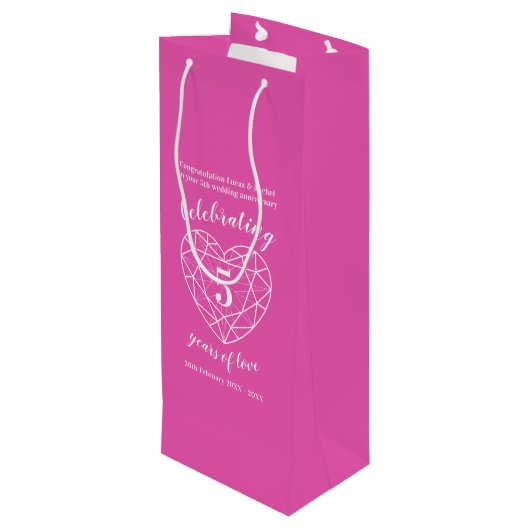 ピンクトルマリン記念日5年ワイン抱き枕 ワインギフトバッグ (裏面アングル)