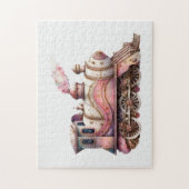 ピンクトレインエンジンヴィンテージスチームパンクスタイル ジグソーパズル (縦)