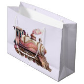 ピンクトレインエンジンヴィンテージスチームパンクスタイル ラージペーパーバッグ (正面アングル)