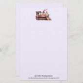 ピンクトレインエンジンヴィンテージスチームパンクスタイル 便箋 (正面/裏面)