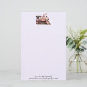 ピンクトレインエンジンヴィンテージスチームパンクスタイル 便箋 (スタンド正面)