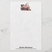 ピンクトレインエンジンヴィンテージスチームパンクスタイル 便箋 (正面)