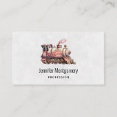 ピンクトレインエンジンヴィンテージスチームパンクスタイル 名刺 (正面)