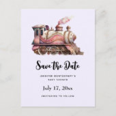 ピンクトレインエンジンヴィンテージスチームパンクスタイル 案内ポストカード (正面)