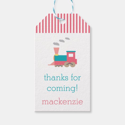 ピンクトレイン誕生日ギフトラベル ギフトタグ (正面)