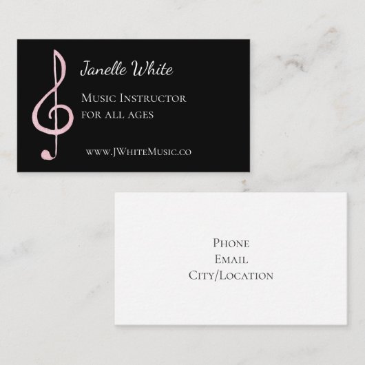 ピンクトレブルクレフ、 音符記号ミュージック名刺 名刺 (正面/裏面)