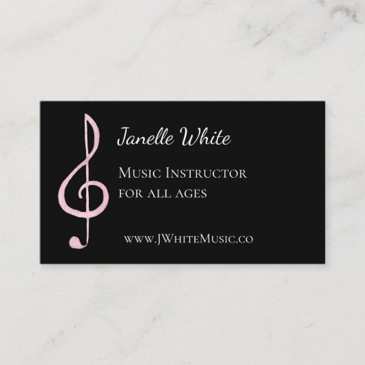ピンクトレブルクレフ、 音符記号ミュージック名刺 名刺 (正面)